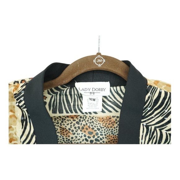 NWT Lady Dorby Women’s 16W Top Sheer Leopard Print Padded Shoulders with Sequins - Picture 3 of 5